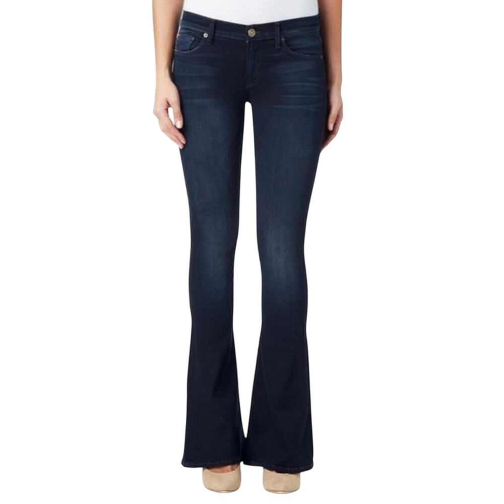 Hudson Dark Wash Angel Flare Low-Rise Slight Whiskering 5 Pocket Denim Jean 26